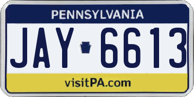 PA license plate JAY6613