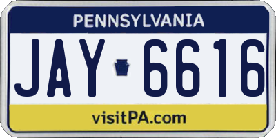 PA license plate JAY6616