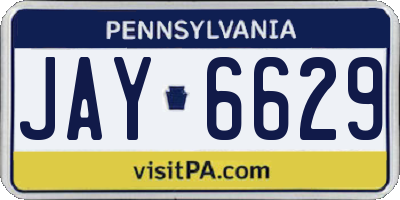 PA license plate JAY6629