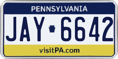 PA license plate JAY6642