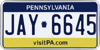 PA license plate JAY6645