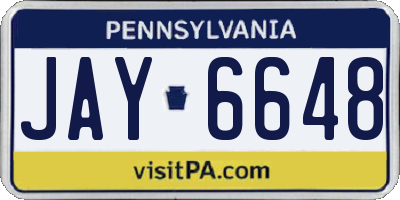 PA license plate JAY6648