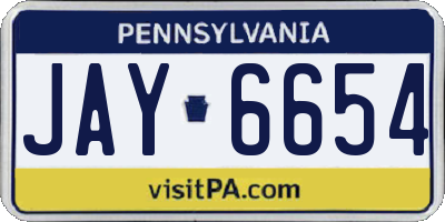 PA license plate JAY6654