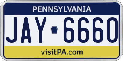 PA license plate JAY6660