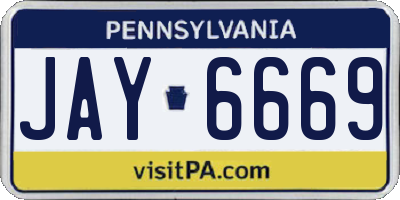 PA license plate JAY6669