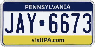 PA license plate JAY6673