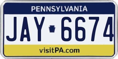 PA license plate JAY6674