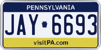 PA license plate JAY6693