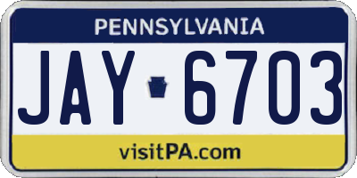 PA license plate JAY6703