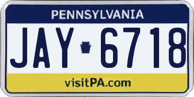 PA license plate JAY6718