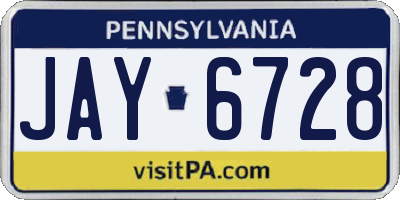 PA license plate JAY6728