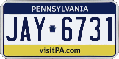 PA license plate JAY6731