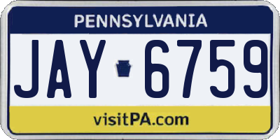 PA license plate JAY6759