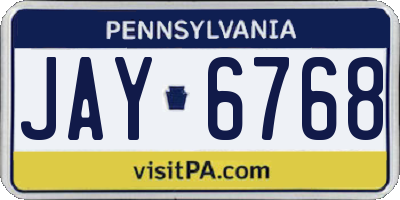 PA license plate JAY6768