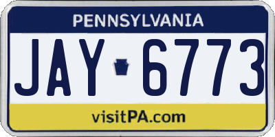 PA license plate JAY6773