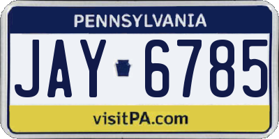 PA license plate JAY6785