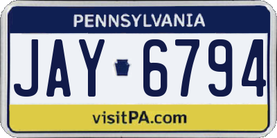 PA license plate JAY6794