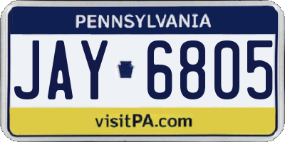 PA license plate JAY6805