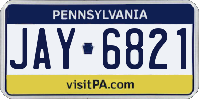 PA license plate JAY6821
