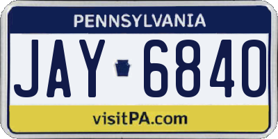 PA license plate JAY6840