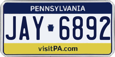 PA license plate JAY6892