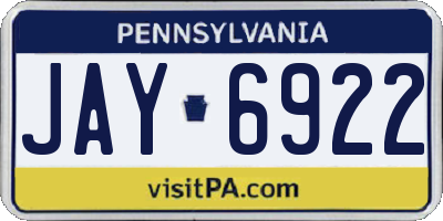 PA license plate JAY6922