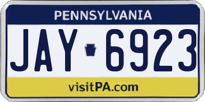 PA license plate JAY6923
