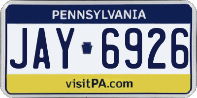 PA license plate JAY6926