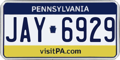PA license plate JAY6929