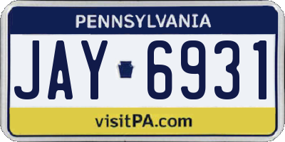 PA license plate JAY6931