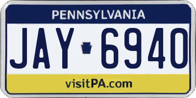 PA license plate JAY6940