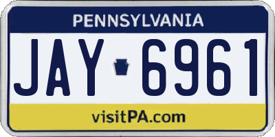 PA license plate JAY6961
