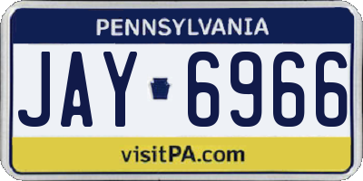 PA license plate JAY6966