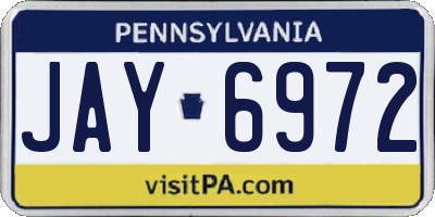 PA license plate JAY6972