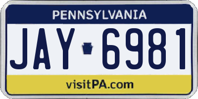 PA license plate JAY6981
