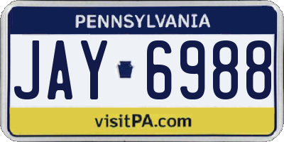 PA license plate JAY6988