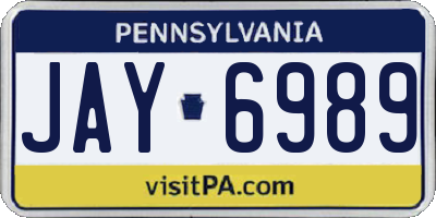 PA license plate JAY6989