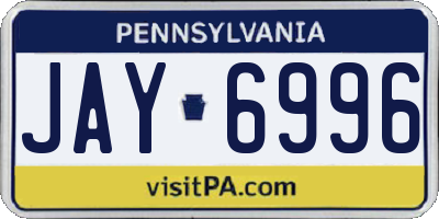 PA license plate JAY6996