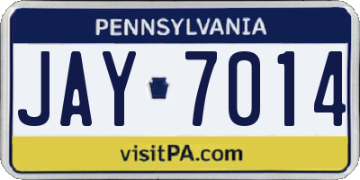 PA license plate JAY7014