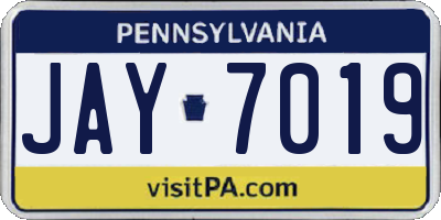 PA license plate JAY7019