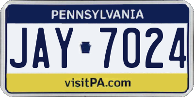PA license plate JAY7024