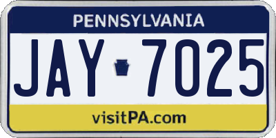 PA license plate JAY7025