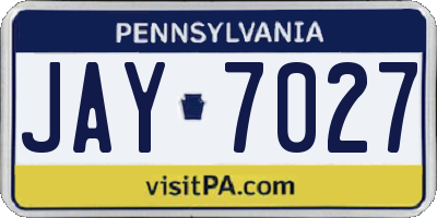 PA license plate JAY7027