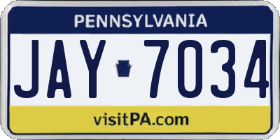 PA license plate JAY7034