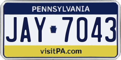 PA license plate JAY7043