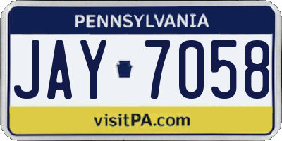 PA license plate JAY7058