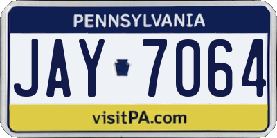 PA license plate JAY7064