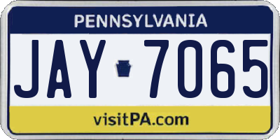 PA license plate JAY7065