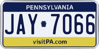 PA license plate JAY7066