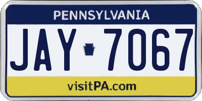 PA license plate JAY7067